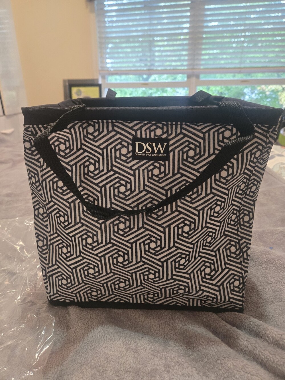 DSW Black & White Geometric Tote Bag